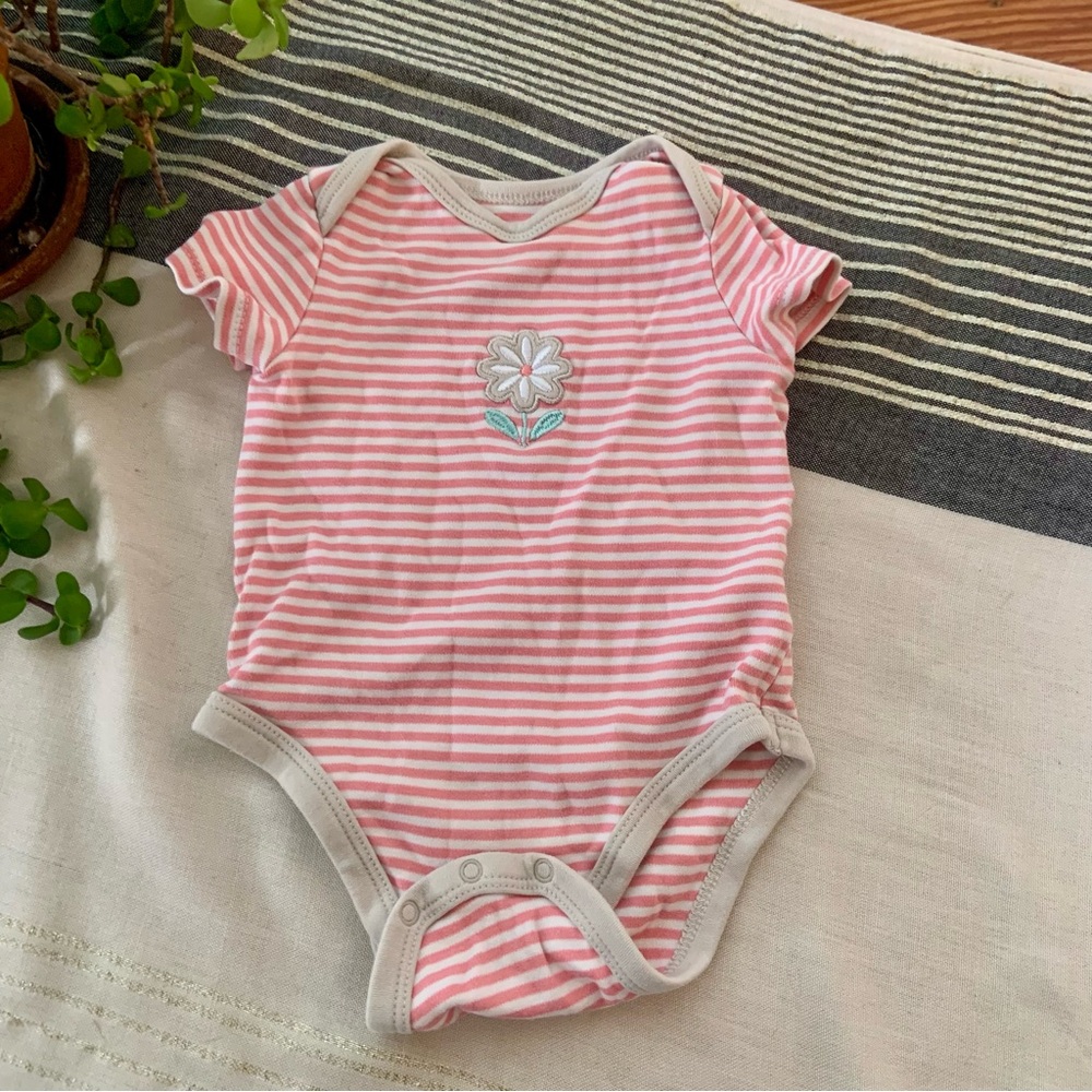 Offspring Baby Girl Striped Short Sleeve Onesie